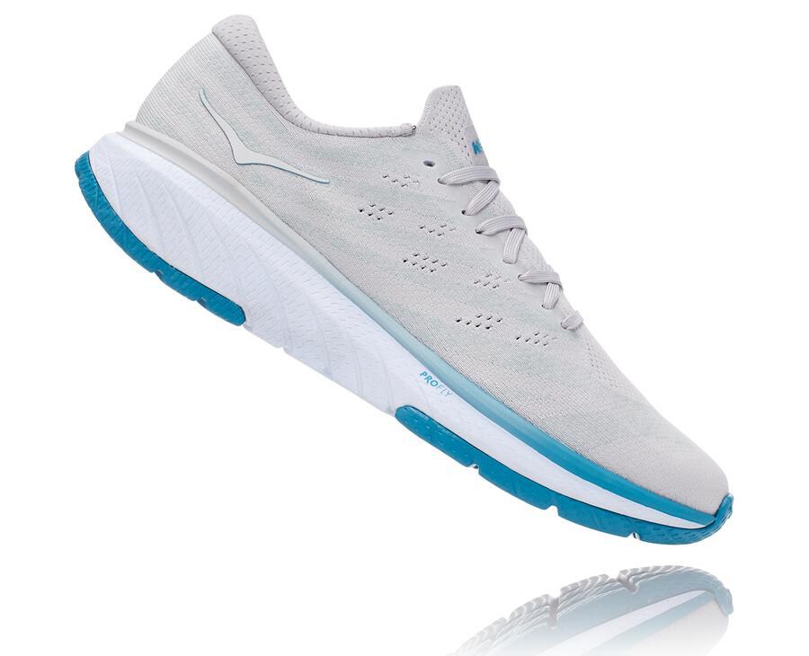 Hoka One One Running Shoes Mens White/Blue - Cavu 3 - 39142PBQC